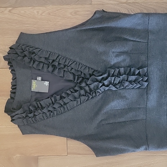 Taylor Gray Sheath Dress with Ruffle Front V Neckline 8 - Picture 2 of 7